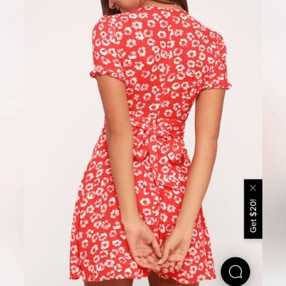 Lulus Garden Explorer Red Floral Print Mini Dresss - Picture 3 of 7